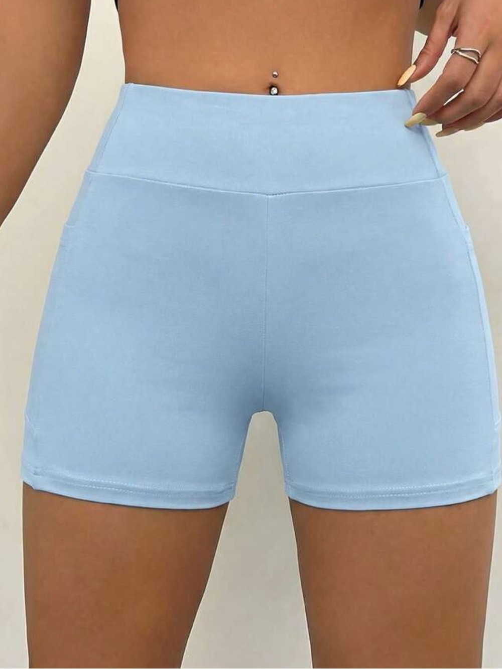 Light blue workout biker shorts